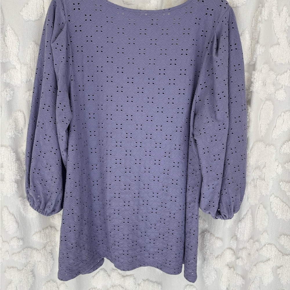 Ava & Viv Purple Eyelet 3/4 Sleeve Top 1X - Picture 2 of 9